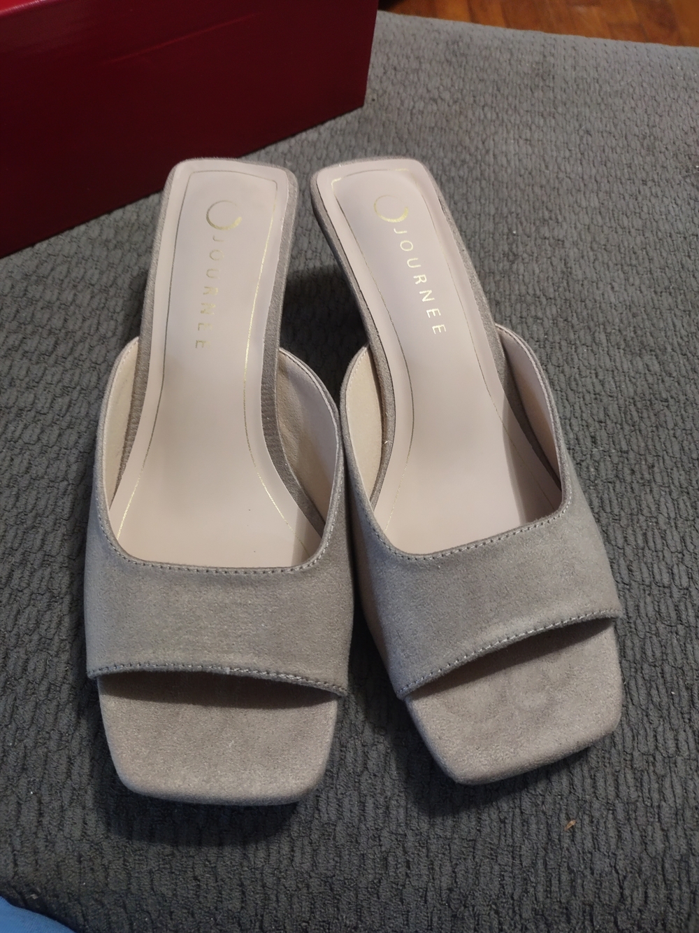 Journee Collection Women's Grey Suede Slide Sandals